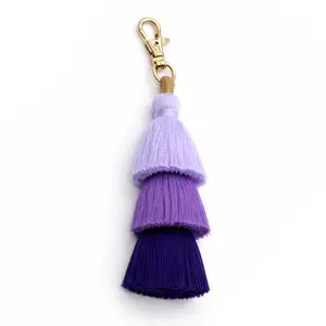 Biddlebee Purple Boho Tassel Charm | Tri-Tier Ombré Tassel in Lavender & Violet | Hive Charm for Tumblers & Bags