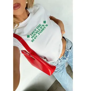 [Sale off up to 65%][Free Ship] I Put The Double D's In St Paddy's Baby Tee, Funny Y2K St Patrick's Crop Top, Luck of the Irish Shirt, Kiss Me I'm Irish, St Pattys Parade