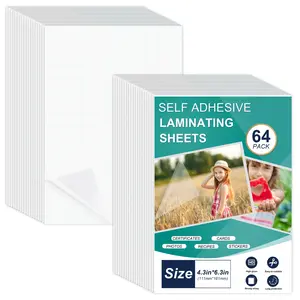 64 Sheets Self Seal Laminating Pouches 4x6, Self Adhesive Laminating Sheets, Clear Laminate Sheets for Stickers, Clear Adhesive Sheets