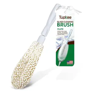 Tupkee Wine Glass Cleaning Brush – Soft Non-Scratch Foam Bristles, Dishwasher Safe – Flute and Stemware Wine Glass Cleaner Brush for Crystal, Champagne Glasses, Bottle, Mug & Tumbler – Made in the USA