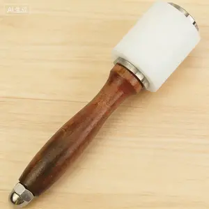 Leather Carving Hammer Mallet Tool Wood Handle I-Head Design for Leathercraft DIY Woodworking, Heavy Duty Leather Working Tool, Ergonomic Wooden Mallet for Leather Cowhide Sewing and Crafting
