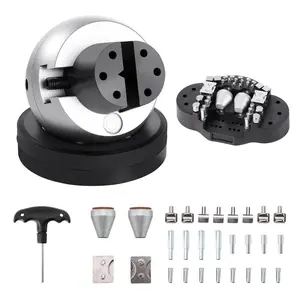 summervibes Steel Chrome-Plated Ball Vise Tool Kit Set, 5 Engraving Setting Tools, 360° Rotatable Engraving Block Vise, 35 Attachments, 3.86" Max Opening for Gemstone Inlay, Small-Scale Engraving