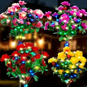 UV Protection Weather Resistant 4-Style Mixed-Color Outdoor Waterproof Solar Azalea Flower Lights for Garden & Lawn Decorations Perfect Mother's Day Gift