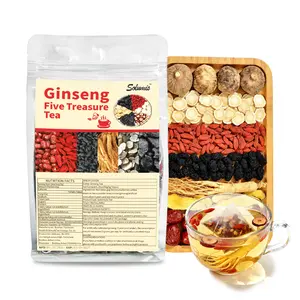 Premium Ginseng 5-Treasure Tea Set, Natural Low-Fat Herbal Beverage - Kidney-Boosting Blend with Red Dates, Goji Berries for Men's Daily Energy & Vitality,summervibes