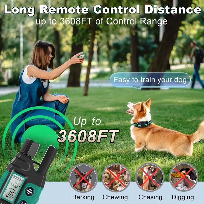 Rechargeable Dog Training Collar-3300FT Dog Training Behavior Aid, IP67 Waterproof Receiver, with 3 Training Modes training mode, for 5-120lbs Small Medium Large Dogs accessories