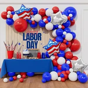 139pcs Labor Day Balloon Arch Garland Kit Red White Blue Balloon Arch for Memorial Day Independence Day Americana Patriotic Veterans American Flag Day Party Decorations (Red White Blue)