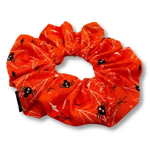 Orange Spiderweb Halloween Scrunchie