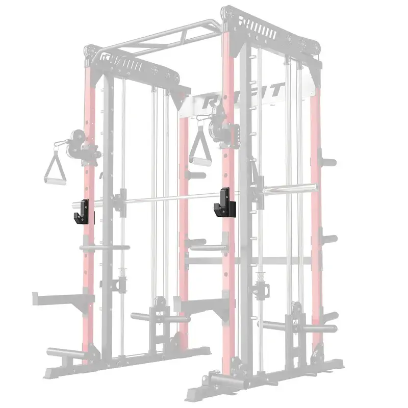 RitFit Upgraded Steel Sandwich J-Hooks, Home Gym Fitness Equipment Accessories, 550 lb Static Strength Workout Equipment for Heavy Lifting, 2"x2" Rack Compatible, Minimizes Movement, Protects Barbell Knurling, Enables Smooth Re-Rack