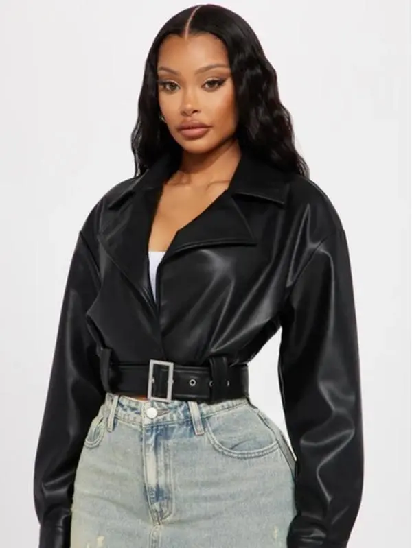 My Best Behavior Faux Leather Cropped Jacket - Black