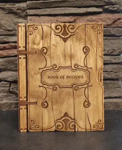 Rustic Elegance Recipe Keeper Personalized Engraved Wooden Recipe Book with Laser Cut Design & Baltic Birch Plywood Material for Customizable Recipe Organization