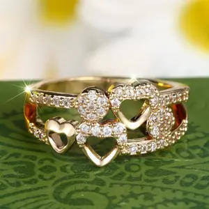 1pc Retro Exquisite French Double-layer Hollow-out Unique Hip-hop Heart-shaped Ladies' Ring - Niche Trendy Versatile Jewelry for Festivals Anniversaries Daily Casual Wear