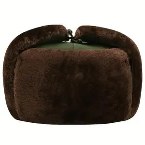 2026 Latest Men’s Warm Ski Hat, Ear Flaps Thick Fleece Reversible Black Cold Weather Gear