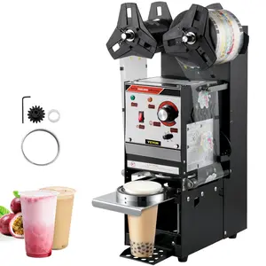 VEVOR Semi - automatic Cup Sealing Machine, 300 - 500 Cup/h Tea Cup Sealer Machine, Silver Boba Cup Sealer Machine, 90/95mm Cup Diameter Boba Cup Sealing Machine with Control Panel for Bubble Milk Tea
