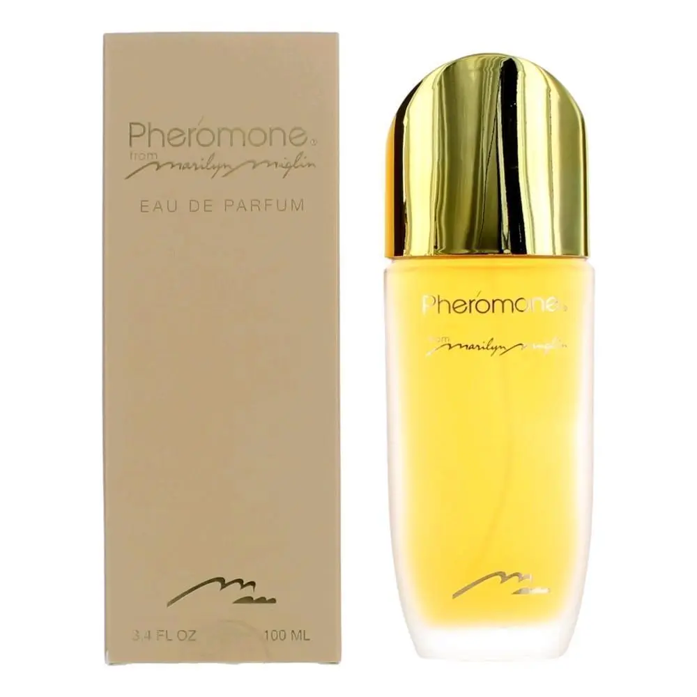 Marilyn Miglin Pheromone EDP for Women - 3.4 fl oz/100 ml (3 to 3.9 fl oz Range) Captivating Long-Lasting Scent Perfume Spray, Golden Cap, Liquid, No Extras, Everyday Wear, All Seasons, With Box