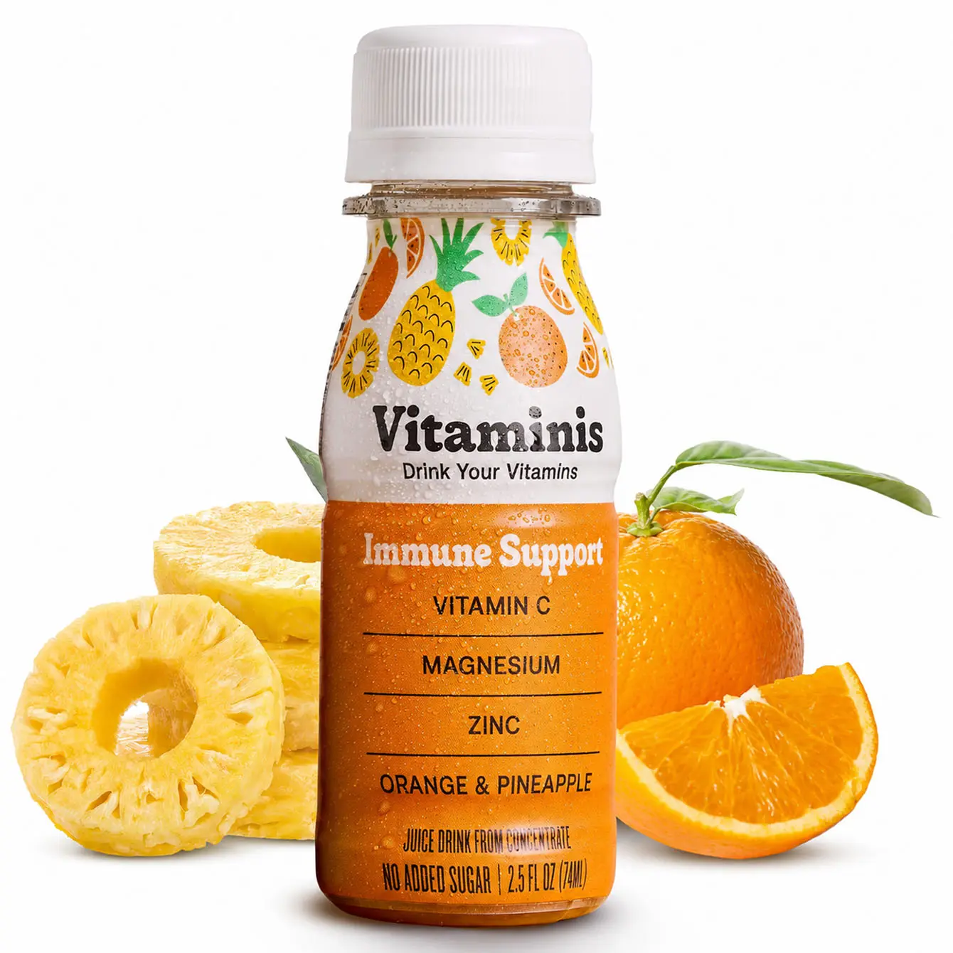 Vitaminis Immune Support Juice Shot | Orange Pineapple | Vitamin C, Zinc & Magnesium | No Added Sugar | 2.5 fl oz