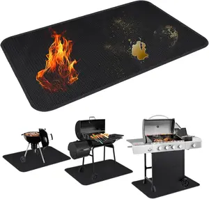60 x 40 Inch Under Grill Mats for Outdoor Grill, Double-Sided Fireproof Grill Pad,  Oil-Proof Deck and Patio Protector Mats, Indoor Fireplace/Fire Pit Mat, BBQ Floor Pad