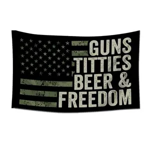 American Flag Pattern Garden Flag Guns Titties Beer & Freedom Creative Patriotic Home Decor for Garden Yard Vanity Accessories Men Giftsbedroom decor