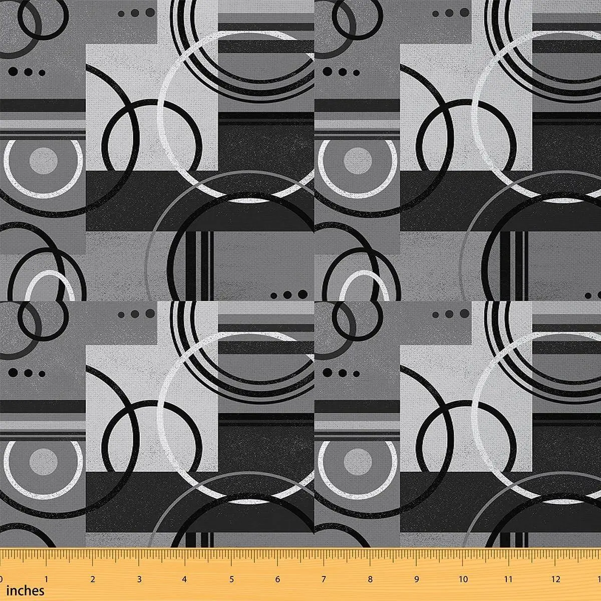Geometric Soft Flannel Fabric Barclay Arcs Shapes Upholstery Fabric Chairs Modern Art Decor Upholstery Fabric Chairs Grey Black White Home DIY Projects