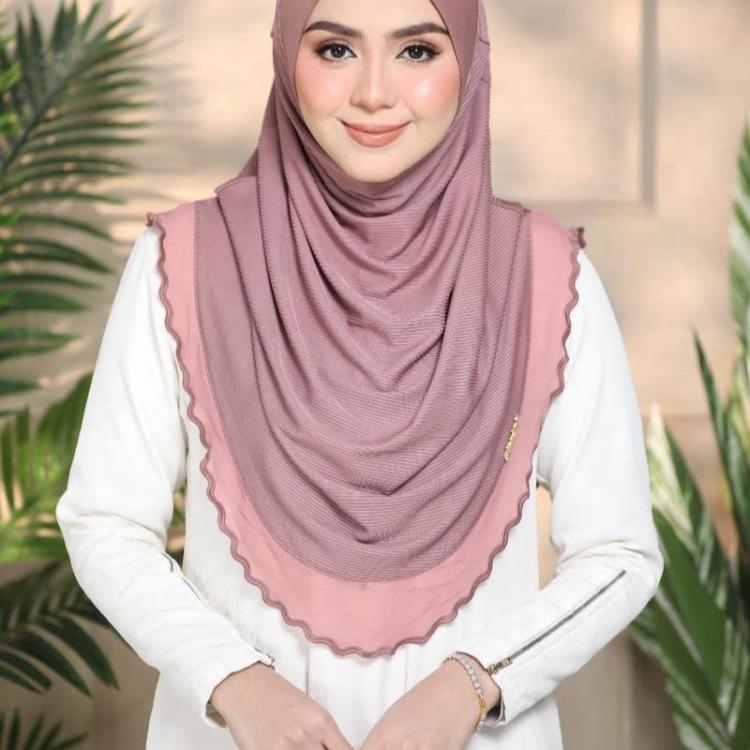 Layered instant Ironless cotton ribbed hijab in multiple colors perfect for any occasion Solid Color Elegant