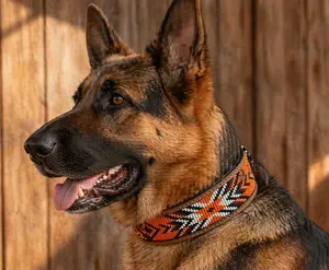 Leather Dog Collar Full grain Leather Handmade Tooled Carved 1.5" wide