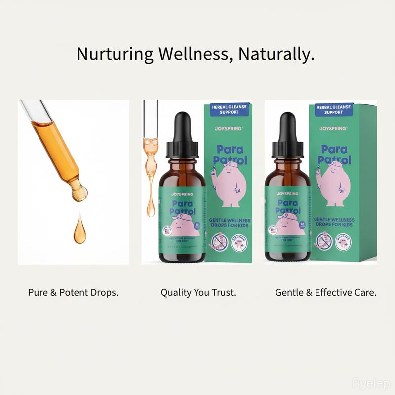 JoySpring ParaPatrol Kids’ Herbal Blend – Alcohol-Free Liquid Supplement with Black Walnut and Wormwood Extract | Supports Digestive Health | Natural Raspberry Flavor – 30 Servings