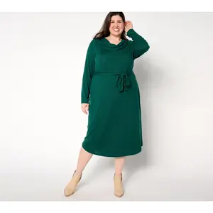 Denim & Co. Petite Heavenly Jersey Long Sleeve Midi Dress