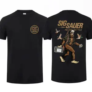 2025 Sig Sauer Bigfoot Never Settle 2 Sided T-Shirt, Unisex Short Sleeve Casual 100% Cotton, Top Menswear, Tactical Gear
