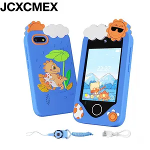 JCXCMEX Dinosaur Kids Game Phone Toy, 2.8-Inch Touchscreen Handheld Device with Dual Cameras, 44 Built in Games, Music Player, Camera Recorder, Calculator, Alarm Clock, Timer, Portable Screen Toy to Keep Kids Busy, Travel-Friendly Gift for Boys and Girls