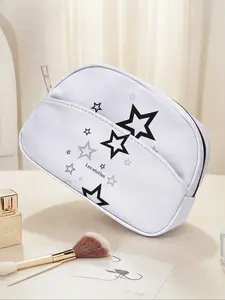 Portable Travel Cosmetic Bag with Star Pattern, Large Capacity Makeup Organizer, Cute Fashionable Toiletry Storage Pouch