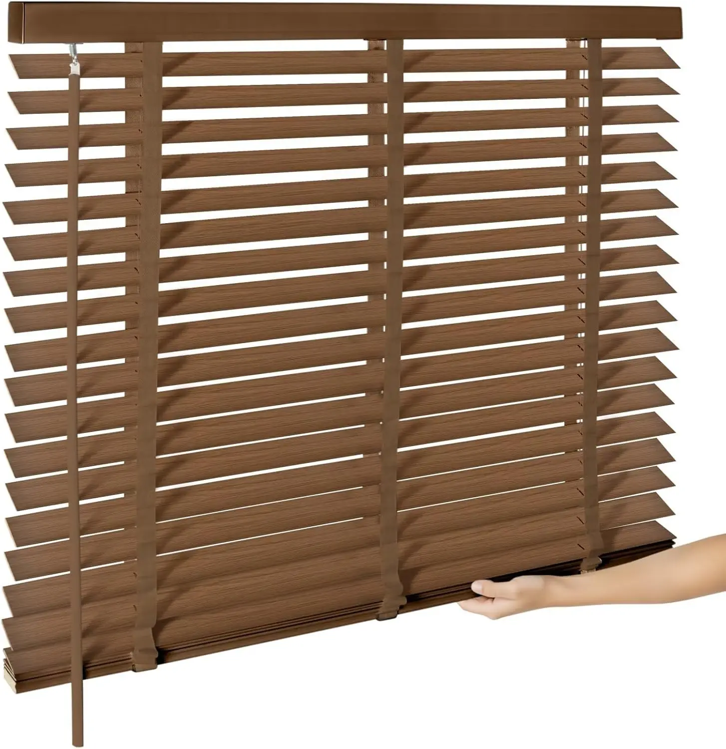 2" Cordless Real Wood Blinds for Indoor Windows, Rose Wood, 23" W x 48" H | Horizontal Venetian Blinds with Tilt Wand, Light Filtering, Privacy Control, Easy Installation for Bedroom, Living Room