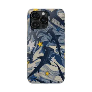 Monochrome Shark Phone Case for iPhone 7–16 Pro Max & Galaxy S21–S24 Ultra – Minimal Black and White Ocean Theme – Cool Shark Design Gift for Him & Her Compatible with Samsung Galaxy S25