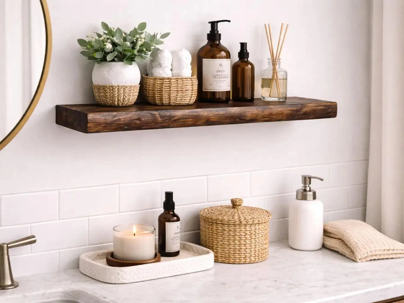 Live Edge Floating Shelf | Rustic Solid Wood, Natural Farmhouse Decor