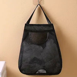 Mesh Kitchen Trash Bag Storage Bag with Hook Design, Washable Mesh Body, Kitchen Bedroom Organizer, Essential Home Cleaning Tool, Minimal Storage Organizer