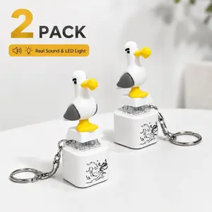 2Pack Seagull MINE! Button Keychain with Real Sound Effect and LED Light, Funny Interactive Novelty Gift Suitable for Friends and Family, summerwins