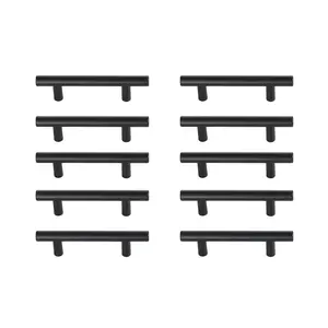 212 MAIN Elegant Decor 3 in. Quinn Multipack Metal Center-To-Center Bar Pull, Matte Black Door Hardware - Pack of 10 (Includes Door Knob Compatibility)