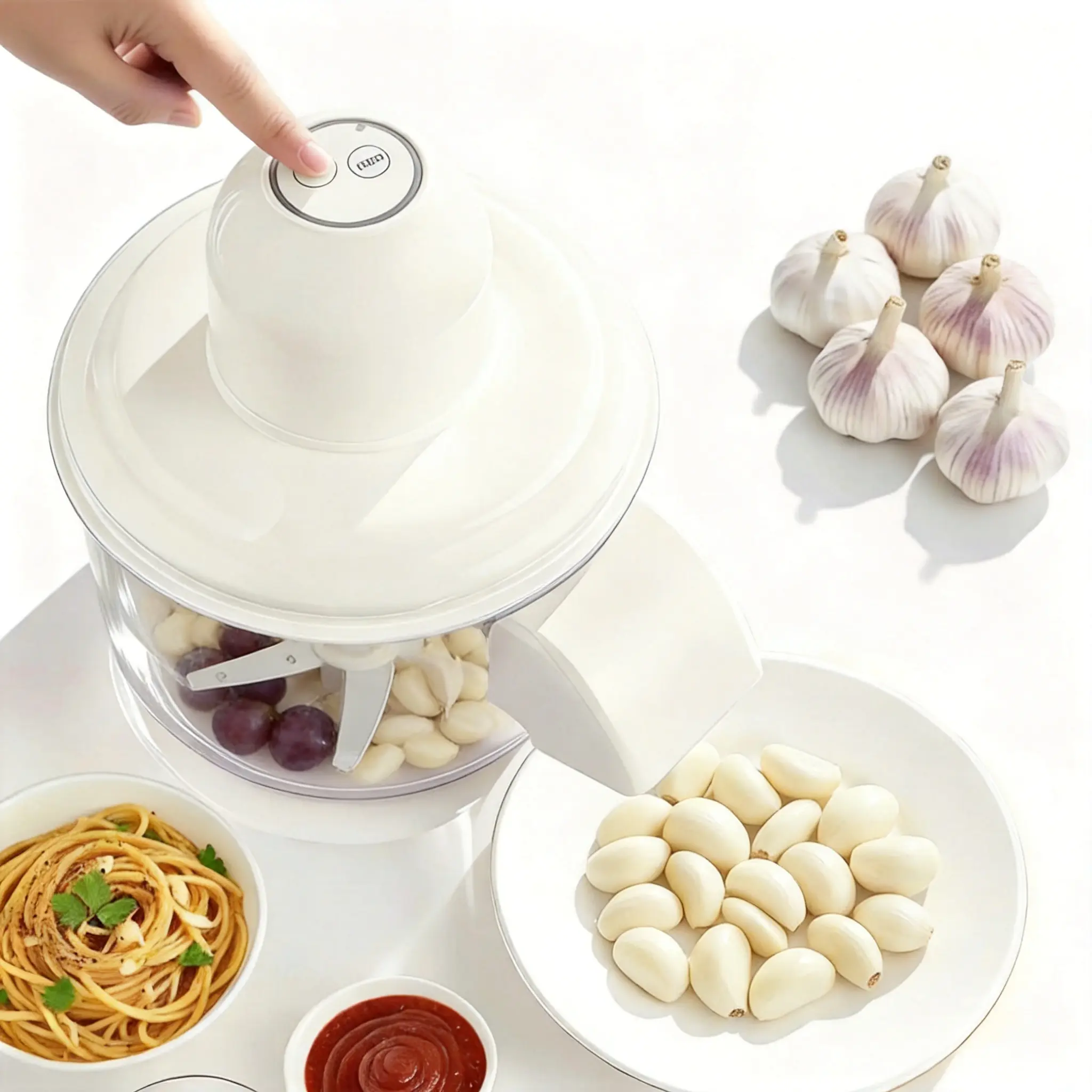 Potato&Garlic Small Fruit Peeling Machine,Automatic Multifunctional Vegetable Peeler, Rechargeable Home Kitchen Aid Peeler, Peel skin Smart Fruit Machines Durable Vegetable Slicer Durable,Cream White Utensils,New Year, Holiday tiktok