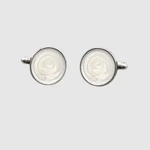 Spiral Shell Cufflinks in Silver White Face