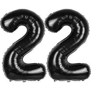 Huge Black Balloon Number 22,40 Inch Black 22nd Mylar Foil Helium Birthday Decoration Balloons,Black 22 Balloons For Wedding Anniversary Birthday Party Decors,22 Year Old Men Women Birthday Balloons