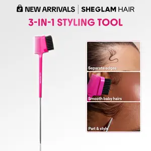 SHEGLAM HAIR Locked in Edge Bestie 3-In-1 Styling Tool, Edge Brush with Tail Comb, Smooth Baby Hairs, Part & Style, Double Sided, Long-Lasting All-Day Hold-Effortlessbeauty-Hairhack-Coachella-mothersdaygift