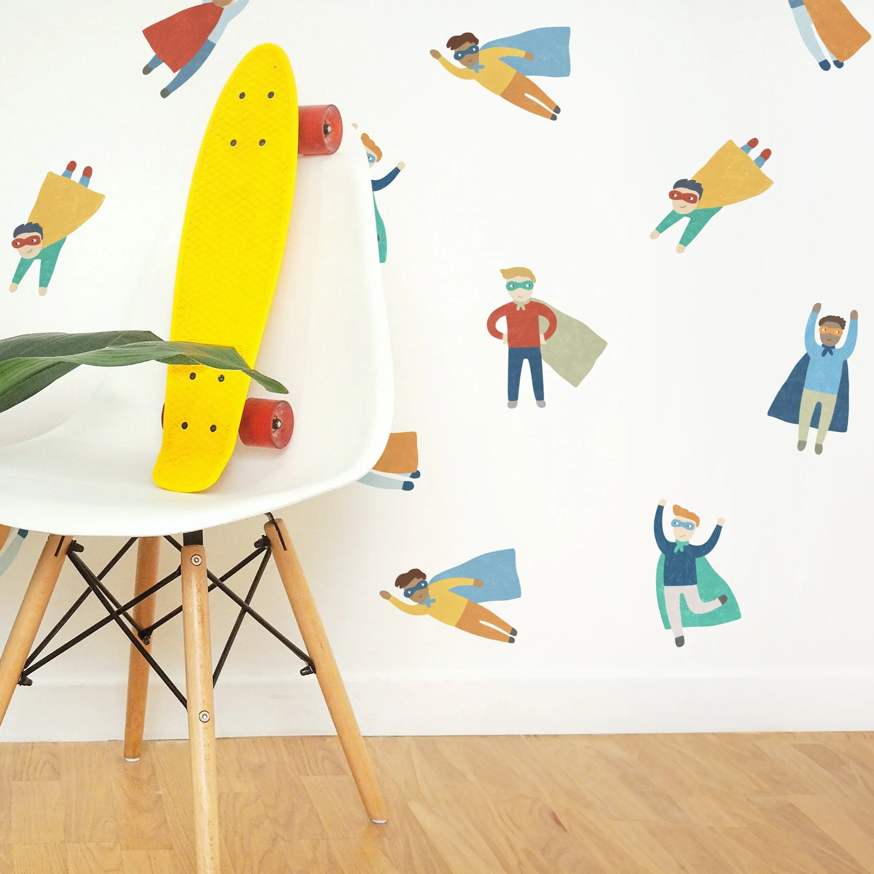 Superhero Boy Wall Decals - Removable & Reusable Fabric Wall Stickers