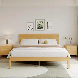 Aardhen Modern 14-Inch Wooden Bed Frame with Headboard and Footboard, Solid Pine Wood Construction, No Box Spring Needed, Easy Assembly, Child-Friendly Finish