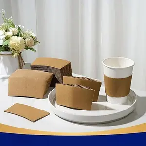 Disposable Coffee Cup Sleeves, Minimalist Design Waterproof Corrugated Paper Sleeves, Heat-Resistant for 10-24 oz Hot Drink Cups, Water Proof