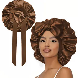 Clearance Sale Satin Bonnet, Silk Bonnet for Sleeping, Double Layer Hair Bonnet Elastic Tie Band For Women, Curly Hair, Night Cap, Heatless Styling Tool for Women Silky Haircare