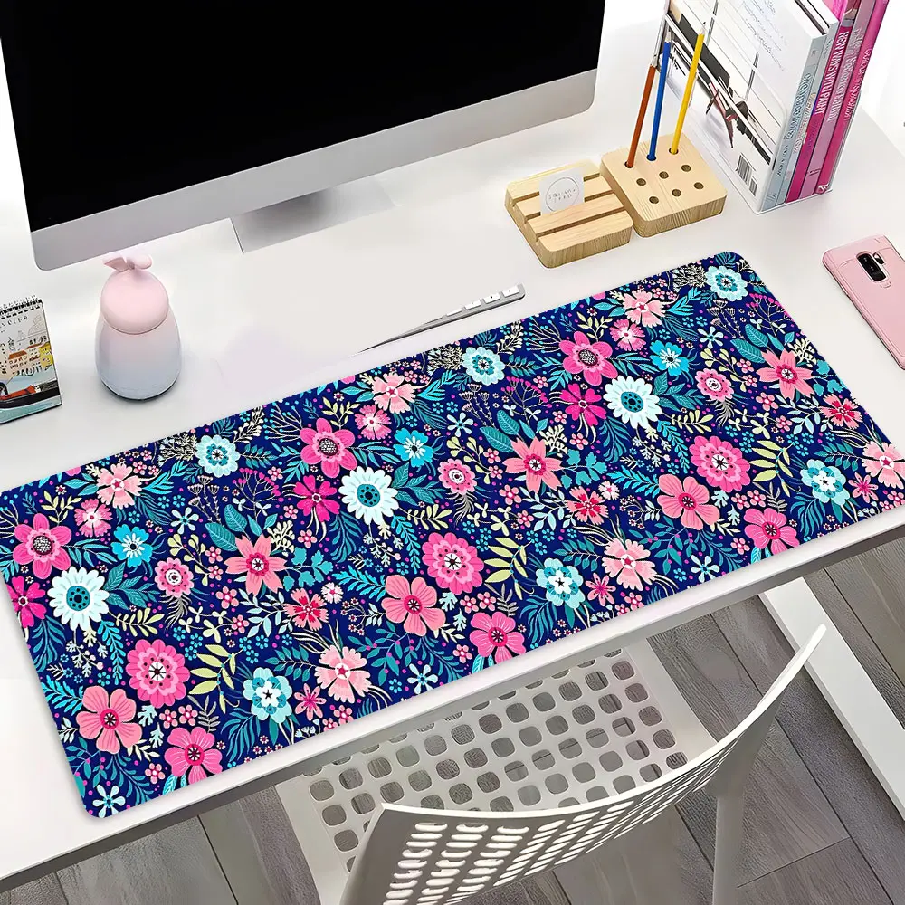 Floral Design Extra Large Gaming Mouse Pad, Desktop Decoration Protection Pad, Rubber Pad Non-slip Lock Edge Work Pad, Desk Accessories, Gaming Desk Accessory, Multi-size Mousepad Suitable For Laptop, Desktop Computer Games, Work