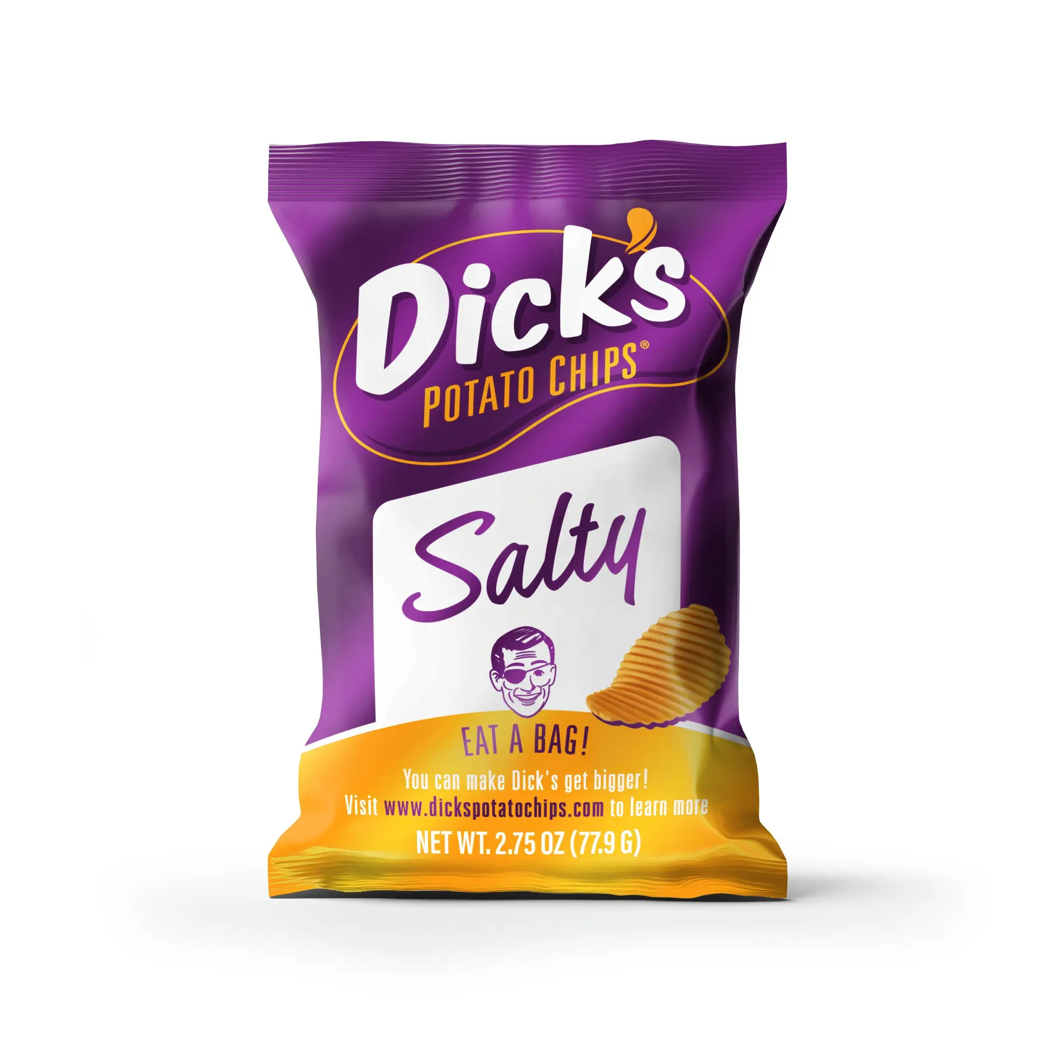 Dick's Ripple Potato Chips, Salty — 2.75 oz Bags, Case of 16