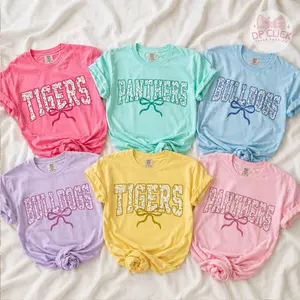 Comfort Colors Personalize University Floral Coquette Mascot T-Shirt, Custom Name Gifts For Back To School, Team Mascot Shirt, School Logo Tee Top Womenswear Gift for Her