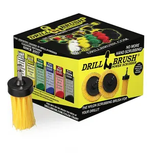 1in Yellow Brush - Medium Stiffness - Long Bristles - Bathroom Spot Cleaning | 1in-L-Y-QC-DB