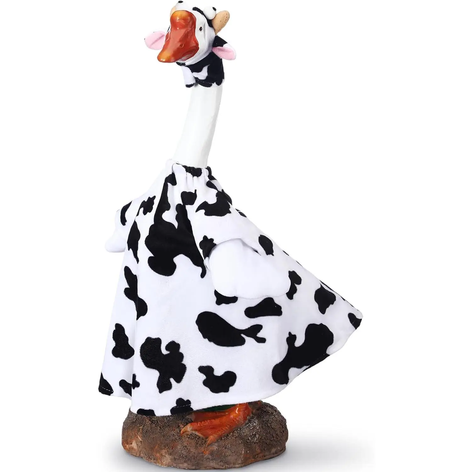 Cow-Themed Decorative Goose Statue Outfit, 23-In Outdoor Lawn Clothing for Cement/Plastic Geese, Porch & Garden Decor with Goggles, Hawaiian Style, Good Fit for Swimming Use