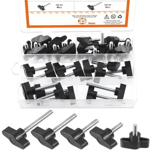 35Pcs M6 5 Sizes Thumb Screws Assortment Kit Wing Knob Bolt Black Plastic Male Thread Clamping Screw for Quick Remove or Replace Hand Tightening