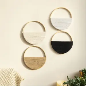 Boho Style Dual Round Storage Rack Wall Decor, Handmade Woven Home Ornament, Bohemian Design, Pure Handcrafted Hanging Decoration, Room Accessories